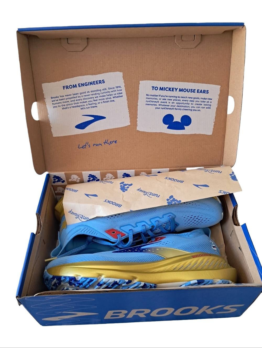 Brooks Glycerin 23 X Disney Genie Aladdin Mens Running Shoes Size 10.5 Blue Gold - Picture 9 of 10